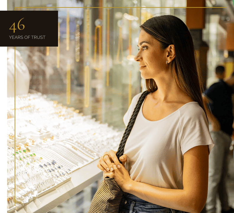 Female customer in jewelry shop